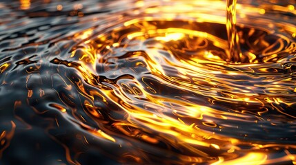 Engine oil rotates dynamically accompanied by the reflection of lights in the factory