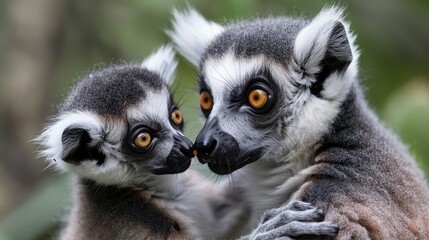 cute ring-tailed lemur feeding