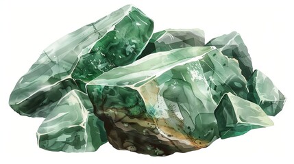 An illustration of aventurine on a transparent background, old-style and vintage