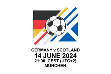 Germany vs Scotland, 2024 football match, Vector illustration. Simple sports illustration. 