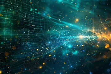 Fototapeta premium Futuristic AI technology background with abstract patterns, neural networks, and digital elements.