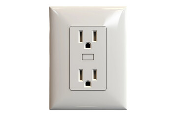 Twin Energy Portals: A White Electrical Outlet With Two Outlets on a White or Clear Surface PNG Transparent Background.