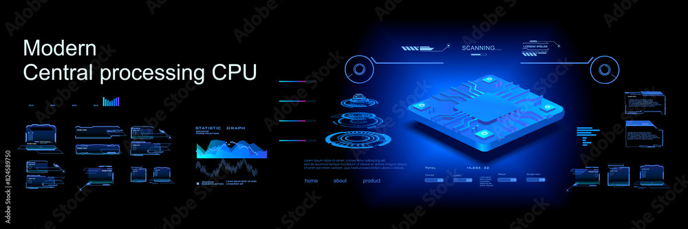 Aufkleber presentation super-powerful processor. realistic 3d model new generation processor for processing la