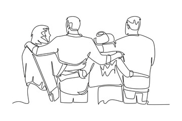 Gathering Family Concept. Single line draw design vector graphic illustration.