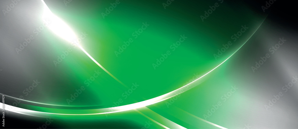 Poster a vibrant green and white wave stands out against a dark black background, creating a striking visua
