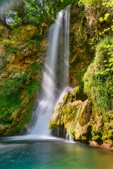 Obraz premium Veliki Buk in Lisine, Serbia. Waterfall in deep forest