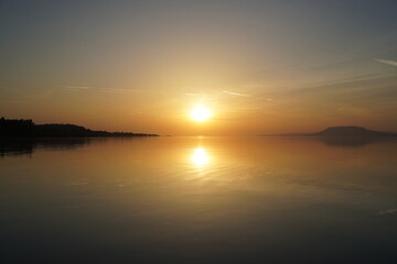 Beautiful sunset above a lake in Hungary Balaton 