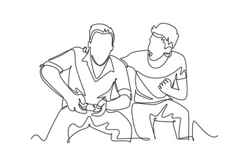 Gathering Family Concept. Single line draw design vector graphic illustration.