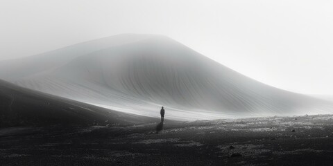 Solitude on Icelandic Dunes: A Black and White Landscape