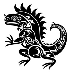 Fototapeta premium Dynamic Vector Art of Cipactli Aztec Symbol: Embody Creation, Mythology, and the Rich Cultural Legacy of the Aztec Civilization