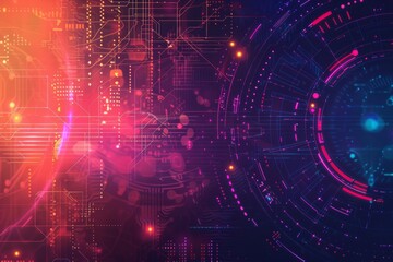 Obraz premium Futuristic AI technology background with abstract patterns, neural networks, and digital elements.