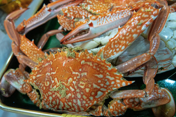 Bandar Abbas, Iran - January 9, 2023: Crab dish (boiled crabs) and tortillas in an Iranian restaurant