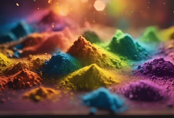 Illustration of different colored powders dust, dust, pile of rainbow dust