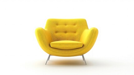 Fototapeta premium Yellow modern chair isolated on white background. generative ai
