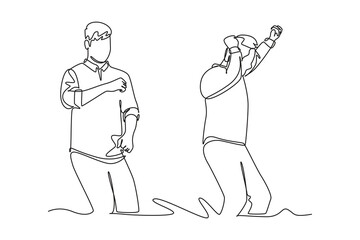 Gathering Family Concept. Single line draw design vector graphic illustration.