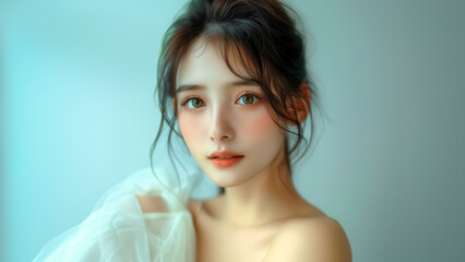 Naklejka premium 美しい かわいい 女性モデル ポートレート