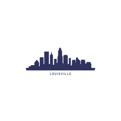 Louisville USA city skyline and cityscape logo. Panorama, US Kentucky black state icon, abstract landmarks, skyscraper, buildings. United States of America isolated graphic, vector flat