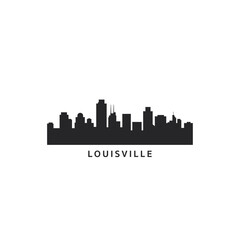 Naklejka premium Louisville USA city skyline and cityscape logo. Panorama, US Kentucky black state icon, abstract landmarks, skyscraper, buildings. United States of America isolated graphic, vector flat