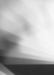Gray shadow effect background. Overlay shadow. Background with prism refraction of light on white. Realistic soft light pattern. Abstract black and white background. For poster, flyers, card