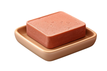 Ethereal Square: A Minimalist Soap Dish on a White or Clear Surface PNG Transparent Background.