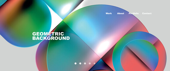 Circles and lines. Bright colorful geometry with glassmorphism effect. Vector Illustration For Wallpaper, Banner, Background, Card, Book Illustration, landing page