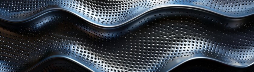 Blue metallic perforated surface with gradient light.