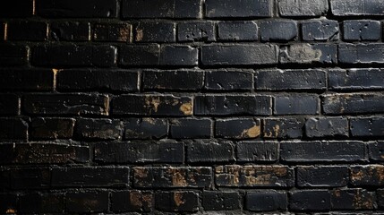 Fototapeta premium Black brick wall texture. Brickwork background for design. Horizontal brick surface