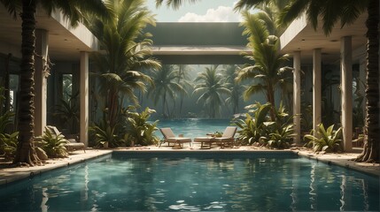 Fototapeta premium swimming pool with trees