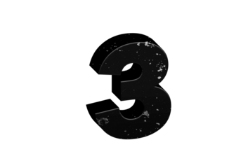 3d Black Numbers, Alphabet Number Three made of Black material, high-resolution image of 3d font, ready to use for graphic design purposes