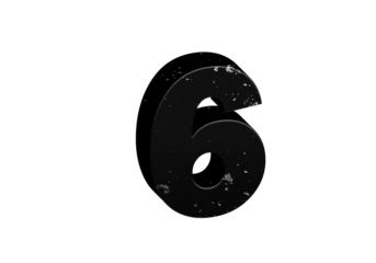 3d Black Numbers, Alphabet Number Six made of Black material, high-resolution image of 3d font, ready to use for graphic design purposes