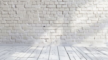 Whitewashed brick wall texture. Retro white painted brickwork. Shabby chic background.