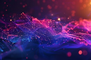 Futuristic AI technology background with abstract patterns, neural networks, and digital elements.