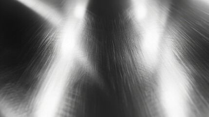 The image is a close-up of a shiny metal surface with a few scratches on it. The surface is reflecting a bright light, which is creating a glare.