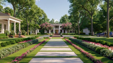 Fototapeta premium Wide angle shot of Villa Taranto botanical gardens