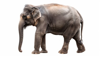 Obraz premium An elephant isolated on a white background, showcasing the majestic creature in a clear and detailed manner