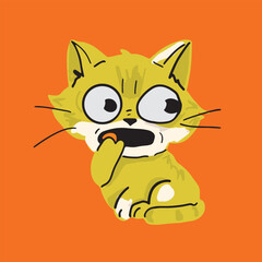 Cartoon cute cat pet cute hand drawn simple lines
