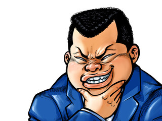 ニヤリとする太めの男性