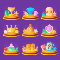 Gradient cartoon game elements mini composition set