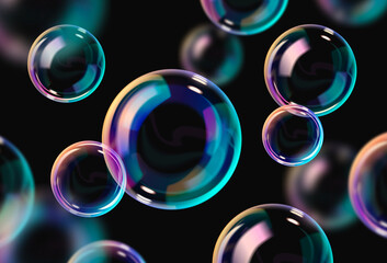 Realistic transparent water bubbles composition