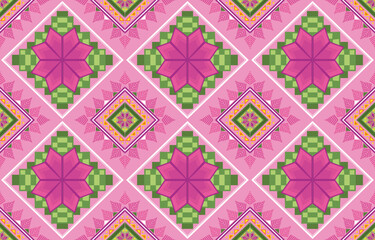 pattern in ethnic concept. There are geometric shapes in this ethnic pattern makes it looks Indian style This ethnic design is suitable for textile industry, fashion industry and also home decorating