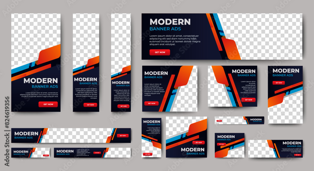 Canvas Prints web advertising banner template design. modern web layout set with standard size. vector - Canvas Prints