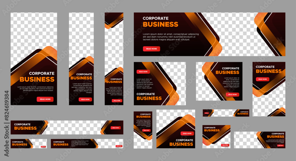 Poster business banners design web template set, horizontal header web banner. modern cover header backgrou