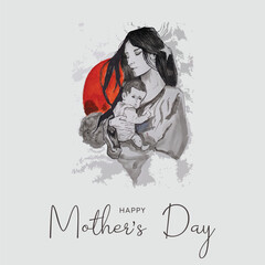 Mother's Day. Editable vector template for greeting card, poster, banner, invitation, social media post. Flat vector illustration