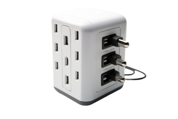 The Dual Glow: A Tale of White Power on a White or Clear Surface PNG Transparent Background.