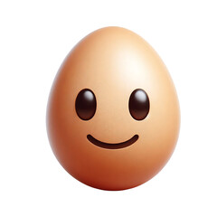 Fototapeta premium A cheerful brown egg with a smile and eyes. Perfect for children's books, greeting cards, and decorations.