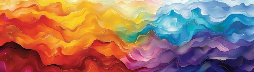 Obraz premium Celebrate pride with colorful abstract waves, fluidly moving in joyous motions