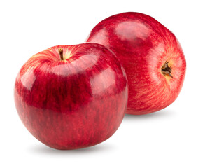 two red apples isolated on white background. clipping path