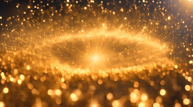 A dazzling gold explosion effect, with shimmering particles bursting outward like fireworks