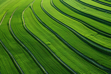 Naklejka premium bird's eye view of natural smooth lines on green fields, beautyful landscapes