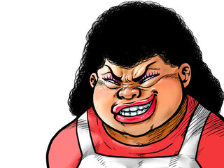 ニヤリと笑うおばさんのイラスト